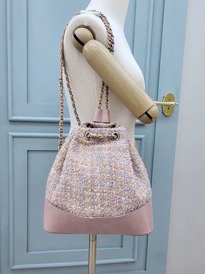 韓國🍁皮革拼接鏈條背包 呢料編織雙肩包 斜背包