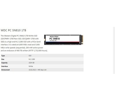 展示 SN810 WD黑標 1T 1TB SSD M.2 NVME PCIE 非 512G 480G 256G 240G