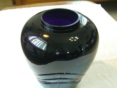 花瓶(11)~~深藍色~~玻璃甕~~透光呈紫色~~高約27.5CM~~擺飾.裝飾
