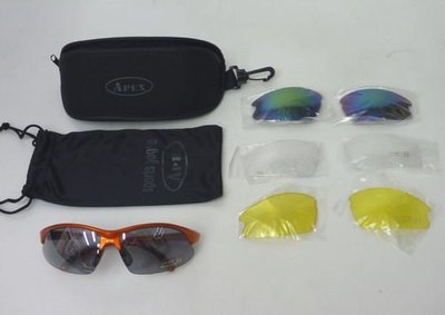 APEX 952 運動眼鏡 太陽眼鏡 防風眼鏡 護目鏡 自行車風鏡(全套4種色鏡片附贈收納包)