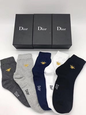 熱銷#Dior homme迪奧正品純棉透氣小蜜蜂中筒襪子男士防臭抗菌長襪