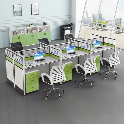 職員辦公桌4人位員工卡座屏風隔斷6人工位電銷辦公臺電腦桌椅組合