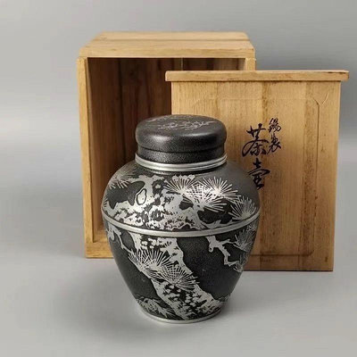 日本純錫茶葉罐，大號老錫茶葉罐，茶筒，茶入，錫半造，皮殼氧化