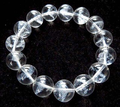 天然白水晶白幽靈金字塔單圈圓珠手鍊手串手珠手環14.5mm/61g財珠寶玉石首飾飾品