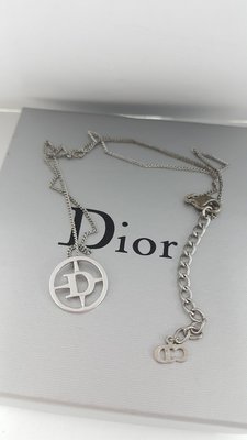 Christian Dior 專櫃 真品 迪奧 正品 項鍊 logo 經典 短鍊 鎖骨鏈 vintage 絕版 精品 二手