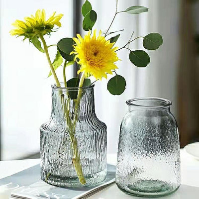 花瓶北歐簡約玻璃花瓶創意客廳水培花瓶鮮花插花玻璃瓶干花花瓶擺件