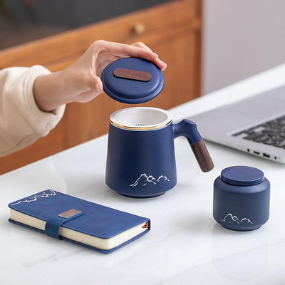 茶具 茶水分離泡茶杯辦公室陶瓷馬克杯水杯過濾帶蓋可LOGo實用創意杯子