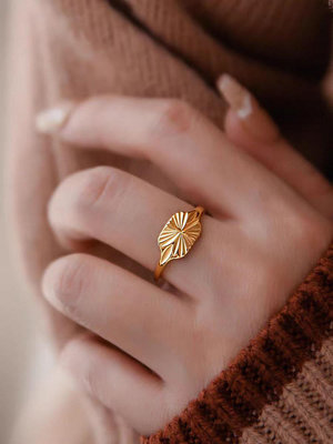 歐美復古放射紋鈦鋼戒指小縱感輕奢極簡單冷淡風通勤指環