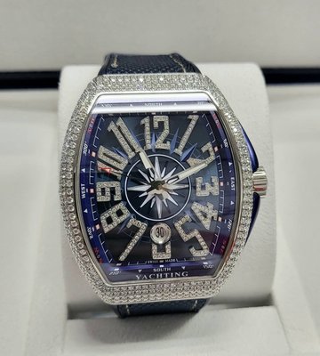Franck Muller 法蘭穆勒 FM Vanguard V45 45MM 白鋼 豪華鑽錶 藍面 99新 盒單全