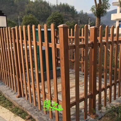 下殺-塑鋼木色欄桿仿塑木柵欄庭院圍墻圍欄變壓器籬笆綠化帶護欄木紋色*特價優惠