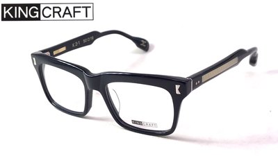 【本閣】KING CRAFT K3-1 日本手工眼鏡復古鏡框 黑色銀飾大框方框 chrome hearts風格可參考