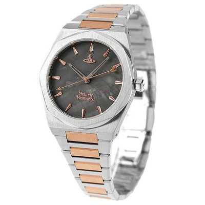 Vivienne Westwood 手錶 34mm 灰色錶面 雙色鍍玫瑰金錶帶 男錶 女錶 上班族 生日 禮物 VV244GYSR