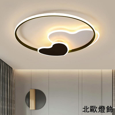臥室燈吸頂燈藝術簡約現代燈2021年新款創意北歐書房愛心led圓形