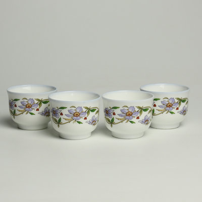 《重生拍賣》陶瓷茶杯一組，花卉圖。 A3599 CC