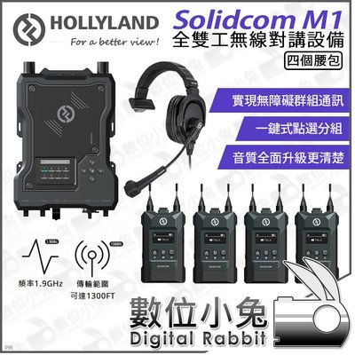 數位小兔【Hollyland Solidcom M1 四個腰包 全雙工無線對講】對講機 無線通話設備 3.5mm 公司貨