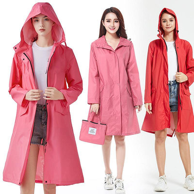 新款*時尚女款戶外徒步登山步行防水雨衣韓版紅色系長款旅游雨披單人潮#阿英特價