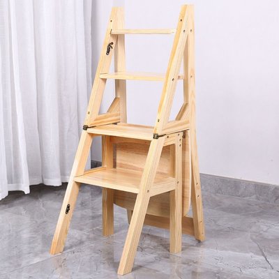 木梯實木梯子家用折疊樓梯椅實木梯子椅子多功能兩用梯凳梯子凳子