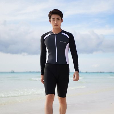 男士游泳衣連體短袖五分泳褲青少年學生成人專業訓練速干泳裝9592