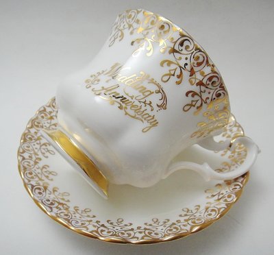 【timekeeper】  英國製Royal Albert皇家亞伯特結婚週年紀念咖啡杯+盤(免運)