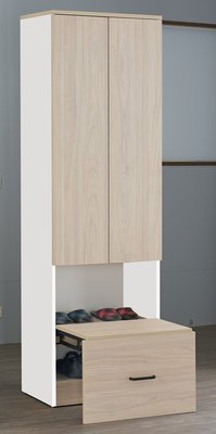 【生活家傢俱】HJS-308-3：2尺淺榆木+白色鞋櫃【台中家具】隔間櫃 收納櫃 玄關櫃 低甲醛E1系統板 系統家具