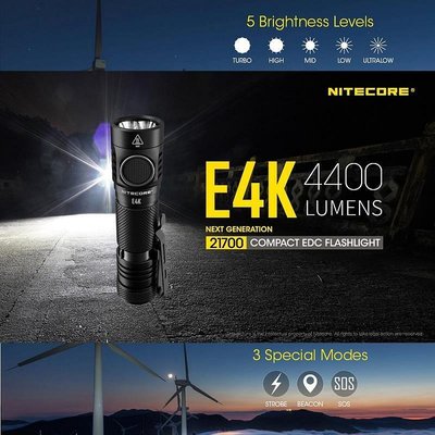 新款推薦 Nitecore 4xCREE XPL2 V6 4400 流明 E4K LED-可開發票