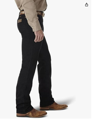 【西部牛仔專用靴型】美國WRANGLER Cowboy Boot素面黑色 重磅養褲硬挺強化 修身款靴型牛仔褲27-42腰
