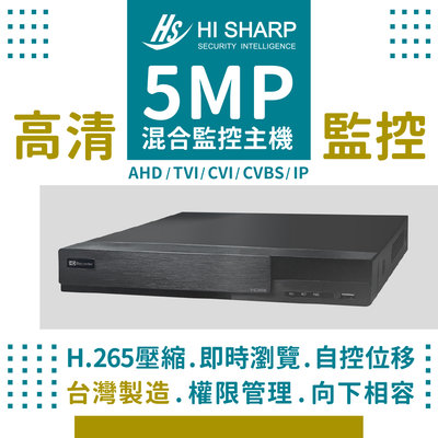 全方位科技-HS昇銳4路8路16路錄影監控主機 監視器 支援H.265+壓縮5MP 1080P 720P DVR遠端監控