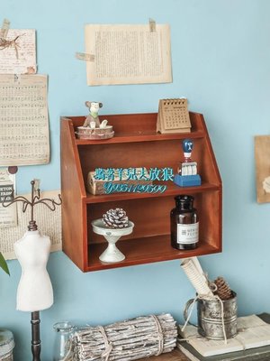 木制桌面收納盒宿舍雜物杯子置物架zakka復古壁掛整理柜子