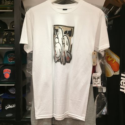 BEETLE LA HANDS X OBEY ICON FACE SLICK 手指 人臉 聯名 白 短T TEE S