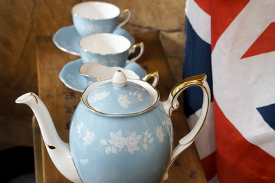 【旭鑫骨瓷】Royal Standard最終底標 粉藍咖啡系列 英國復古骨瓷 咖啡杯碟 E.36