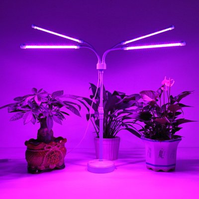 防水 可升降可調亮度可定時全光譜植物種植補光燈4管燈_藍色架-水耕照明