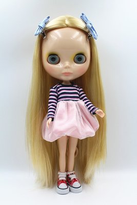 現貨熱銷-娃娃Blythe小布娃娃金色中分日本發絲直發裸娃19關節塑料娃娃送禮物