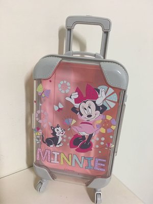 全新 Disney 迪士尼 米奇米妮 拖輪 行李箱造型收納盒 配件 飾品盒 小物盒-米妮