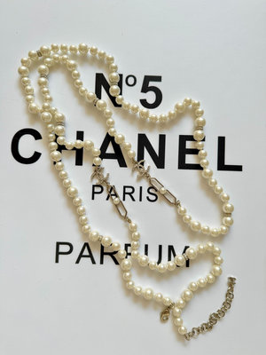 Chanel vintage香奈兒中古珍珠經典款毛衣鍊項鍊