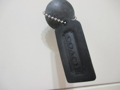 全新 飾品配件COACH黑色雙面LOGO真皮吊牌項鍊手鍊1組(約6*2.8CM)