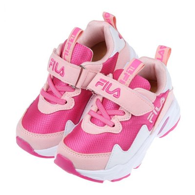 童鞋(16~22公分)FILA康特杯系列桃粉色復古潮流兒童運動鞋P1P22VH