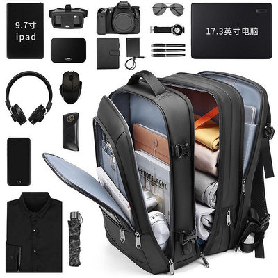 零負重可擴容17.3寸」電腦後背包雙肩包旅行包公事包休閒包旅行包拉桿箱