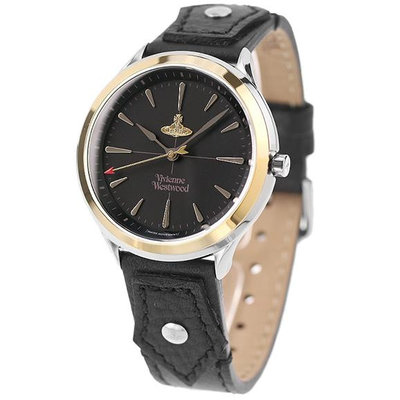 Vivienne Westwood 手錶 38mm 黑色錶面 黑色皮革錶帶 女錶 男錶 上班族 生日 禮物 VV255SGBK