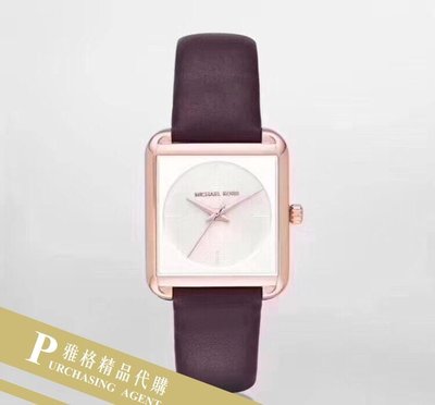 雅格時尚精品代購Michael Kors MK2585 皮錶帶 方形大錶盤 手錶 腕錶 手錶 歐美時尚 美國代購
