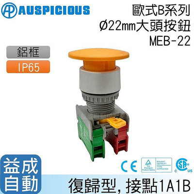 【AUSPICIOUS】Φ22mm大頭按鈕復歸型MEB-22(B系列)