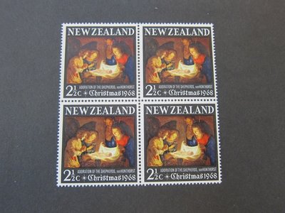 【雲品二】紐西蘭New Zealand 1968 Sc 414 Christmas BLK(4) set MNH 庫號#B302 34767