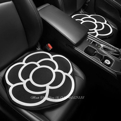 超可愛的黑白山茶花汽車座墊套裝汽車裝飾-星紀汽車/戶外用品