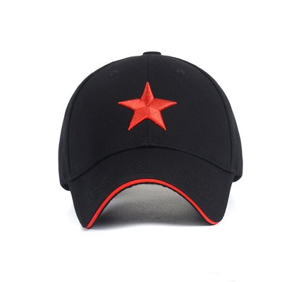 五角星帽子男崔健同款棒球帽遮陽帽純棉刺繡紅星鴨舌帽情侶帽