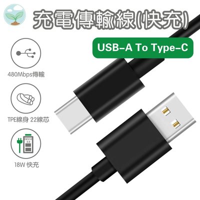 種子雲 USB-A to Type-C 快充 充電線 傳輸線 1M