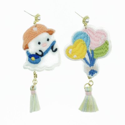 韓國 925純銀 燙布貼 氣球珍珠 流蘇 水鑽 垂墜感 耳針式耳環