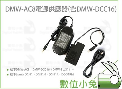 數位小兔【Panasonic 松下 DMW-BLJ31 假電池套裝】公司貨 LUMIX S1 DMW-AC8 DCC16