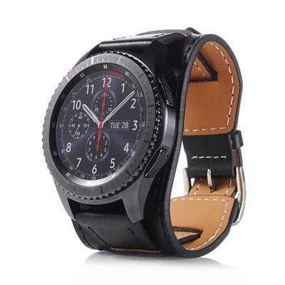 小宇宙 新款 三星 Gear S3 復古卡夫手鐲真皮錶帶 華米 Ticwatch 1 MOTO 360 運動手錶替換腕帶