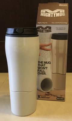 吸奇 不倒杯 雙層隨手杯 經典版 mighty mug 手搖杯 飲料杯 環保杯 台灣製造 米白色 全新品