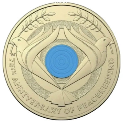 澳洲 2022 年參與和平行動 75 週年 $2 彩色紀念幣單枚 / 停火協議 和平鴿 鴿子 澳大利亞 2元 硬幣 錢幣 特殊幣