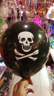 發光派對屋(西門中華店)@萬聖節佈置~12吋骷髏頭氣球